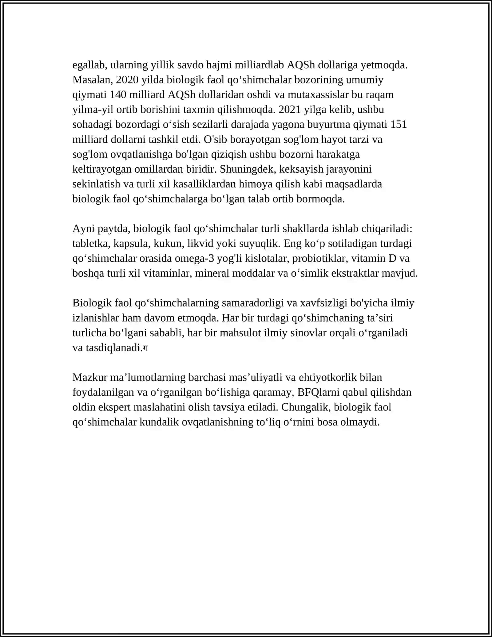 BIOLOGIK FAOL QOʻSHIMCHALAR 4