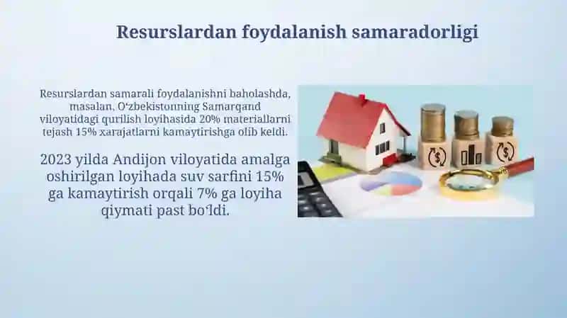 Qurilish iqtisodiy samaradorligining ko'rsatkichlari 4