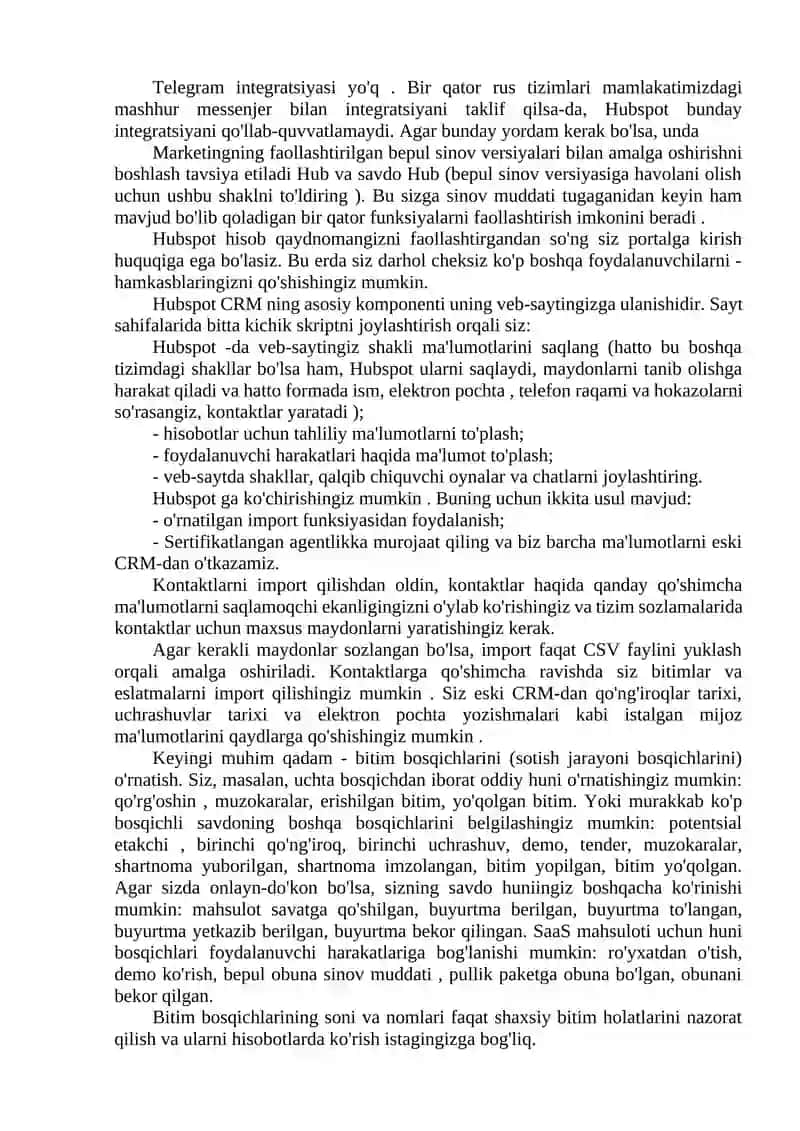 CRM TIZIMLARIDA ISHLASH VA TASHKIL ETISH 4
