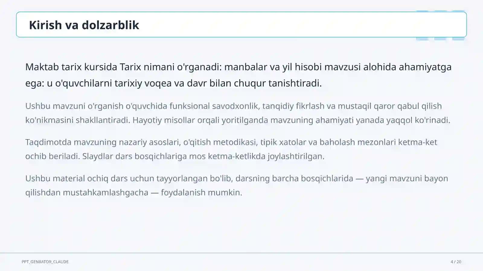 Tarix nimani o'rganadi: manbalar va yil hisobi (5-sinf) 4