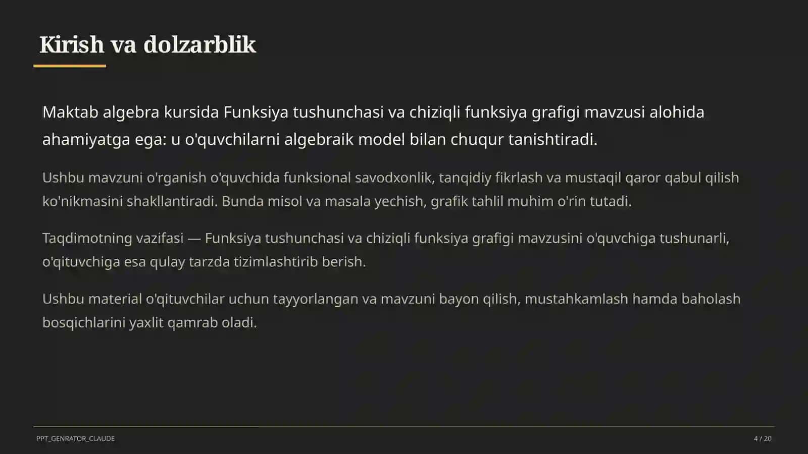 Funksiya tushunchasi va chiziqli funksiya grafigi (7-sinf) 4