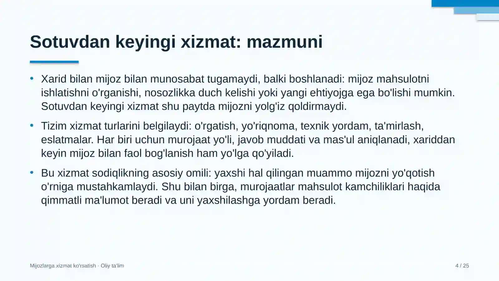 Lalmikor dehqonchilikda sotuvdan keyingi xizmat ko'rsatishni tashkil etish 4