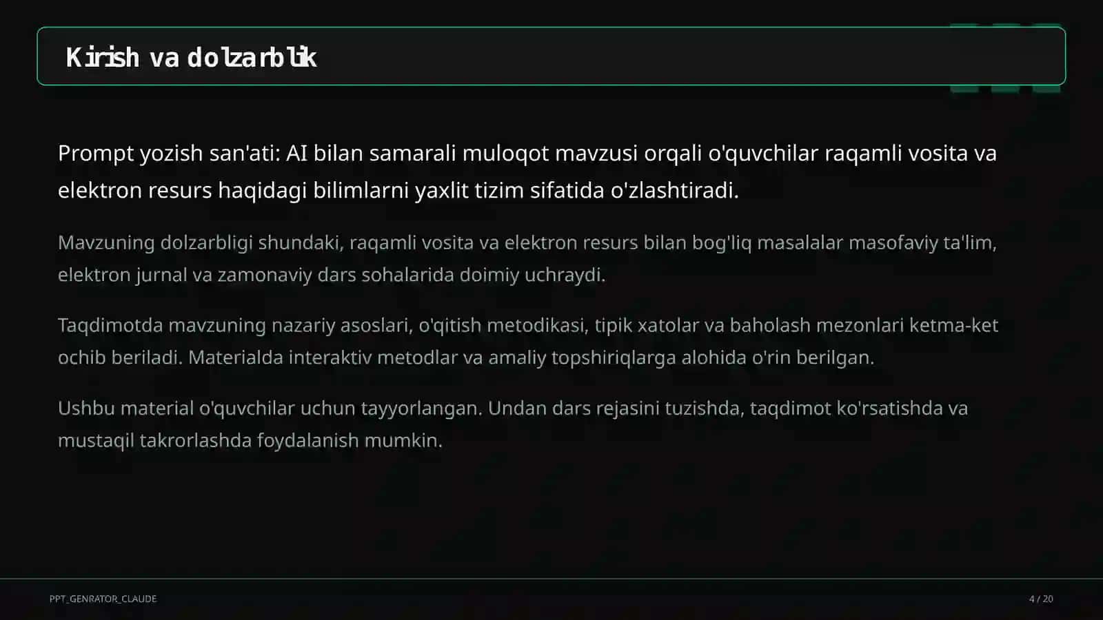 Prompt yozish san'ati: AI bilan samarali muloqot 4