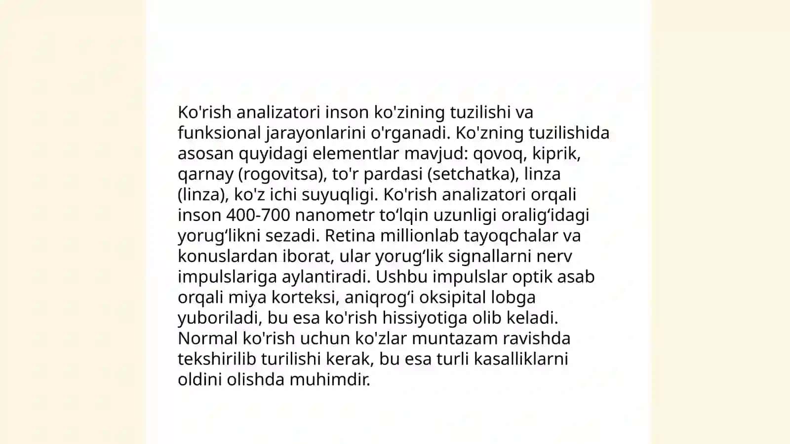Analizatorlar fiziologiyasi 4