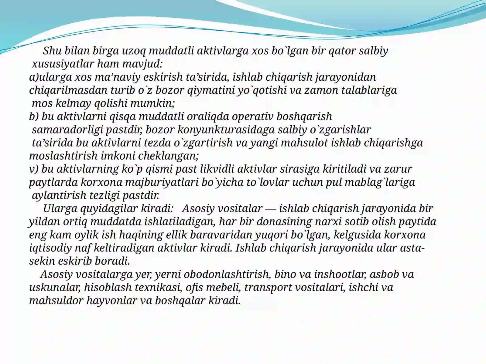 Uzoq muddatlik joriy aktivlar nisbatini taxlil kilish aktivlar tarkibidagi uzgarishlarni korona moilaviy barkarorligini aniklash 4