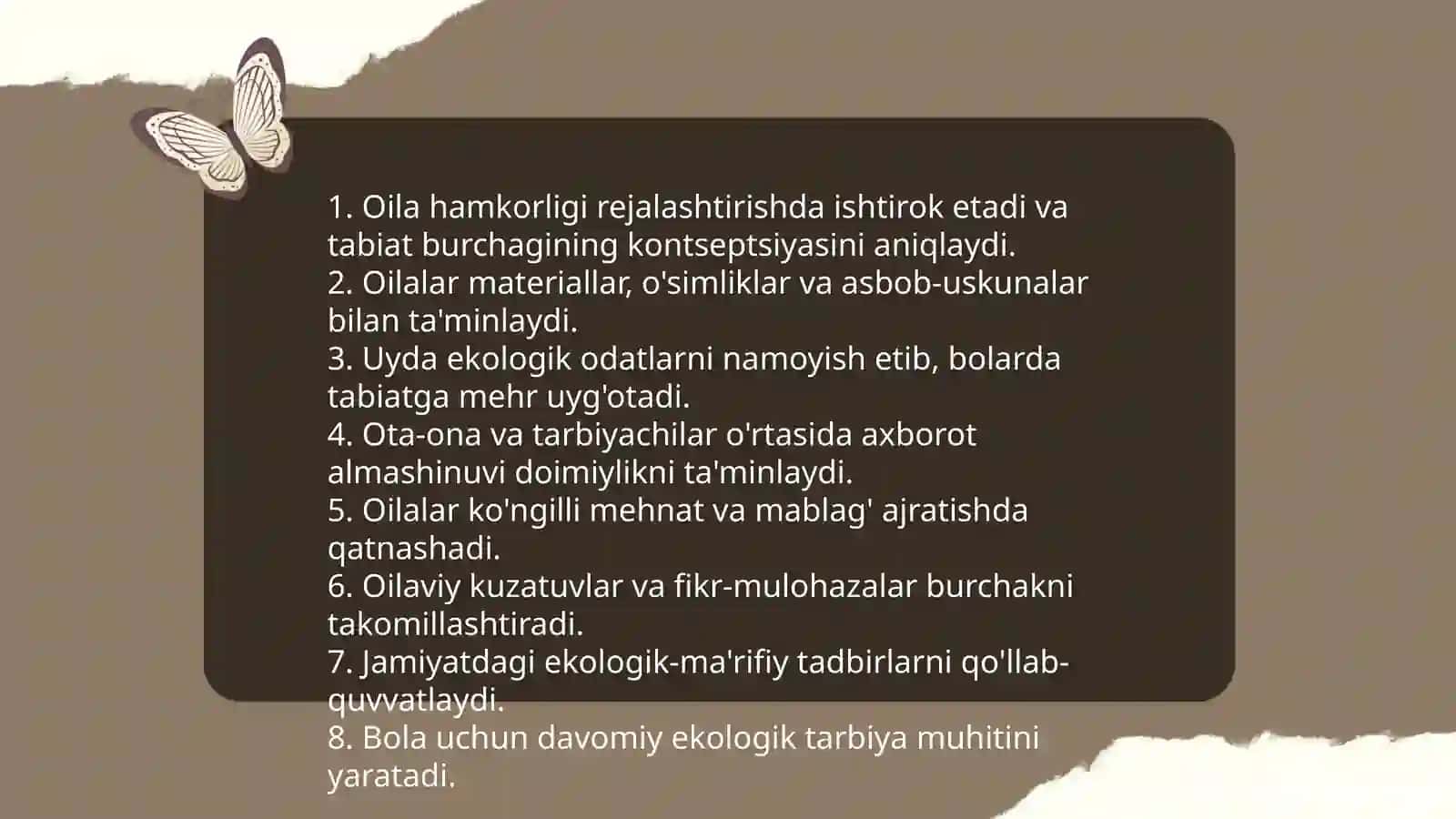 MTT da Oila hamkorligi asosida tabiat burchagini tashkil etish mohiyati 4