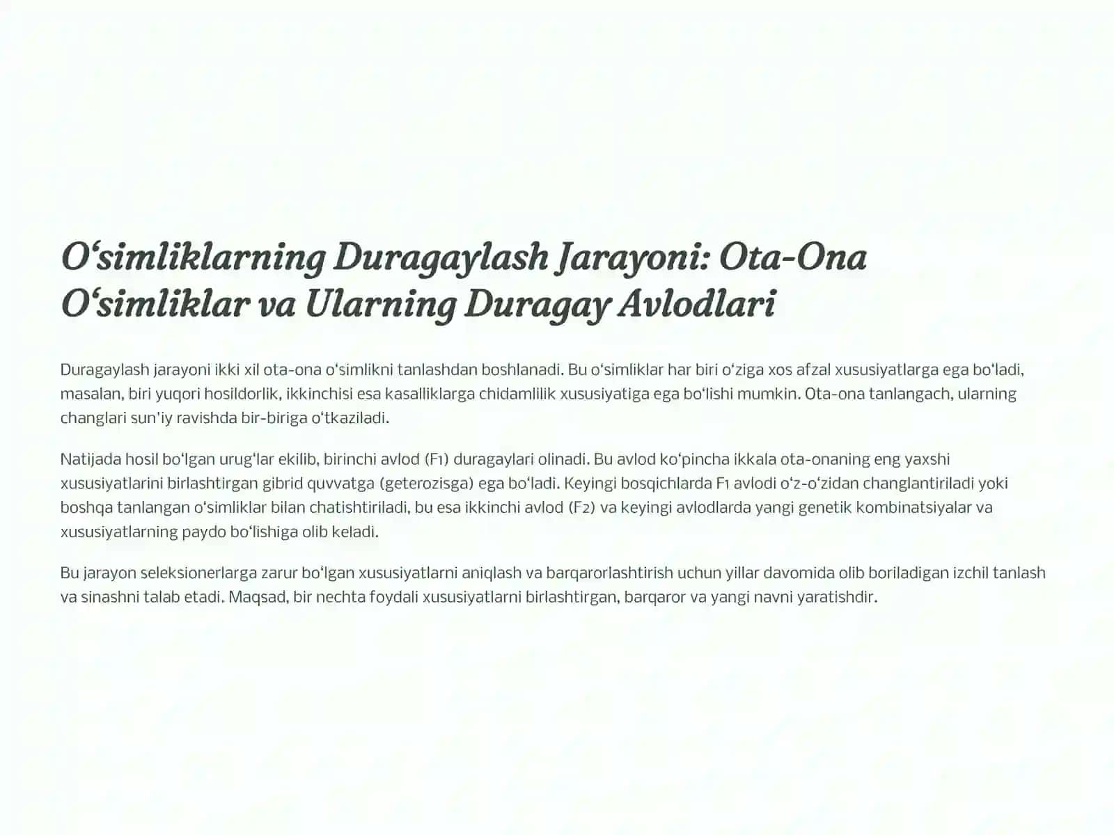 O‘simliklarni Duragaylash Yo‘li Bilan Dastlabki Material Yaratish 4