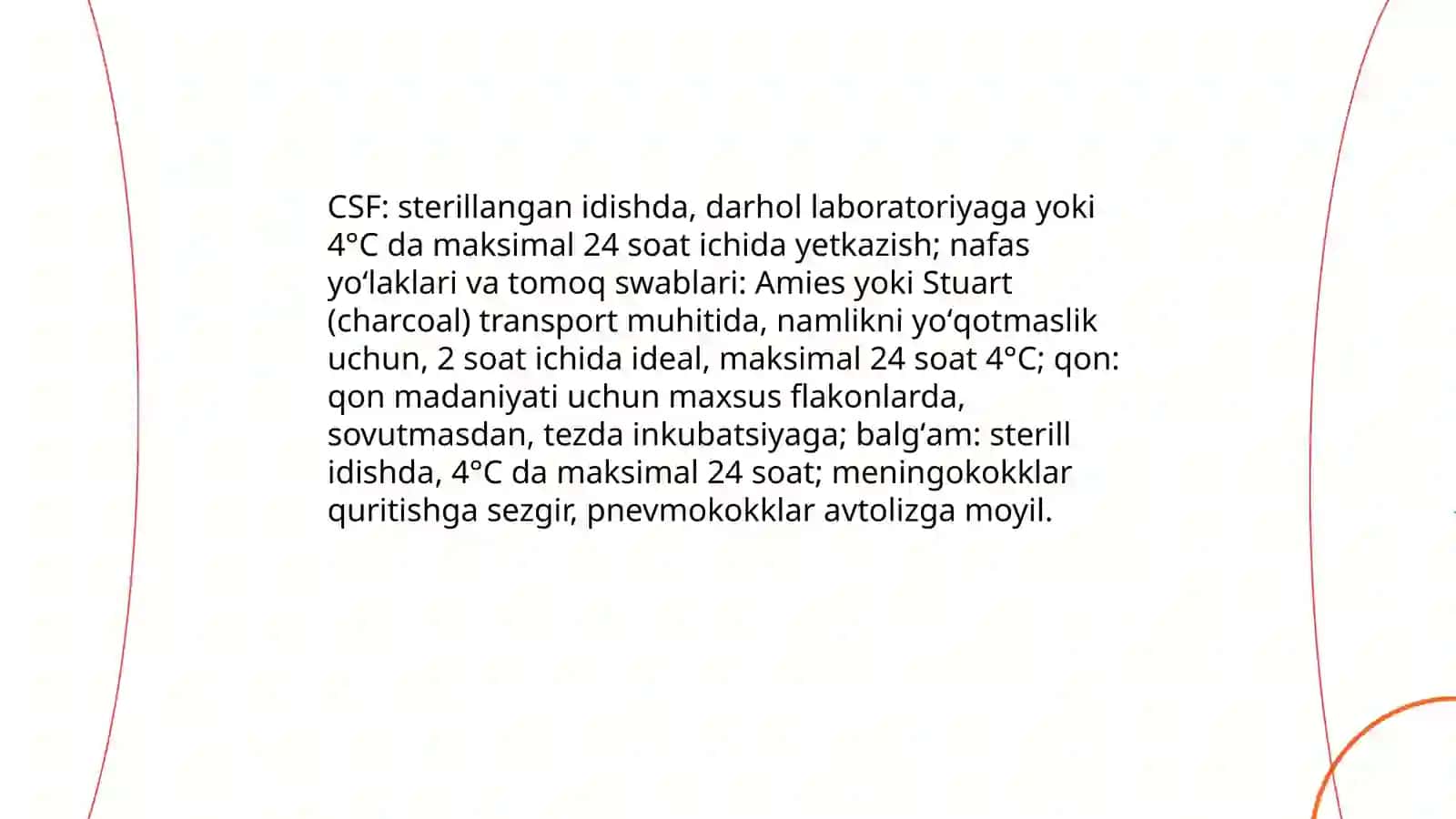 Yiringli yaliglanish kasaliklarni keltirib chiqaruvchi mikroorganizmlar, meningokokklar, pnevmokokklar keltirib chigaradigan kasalliklarning laboratoriya tashxisi 4