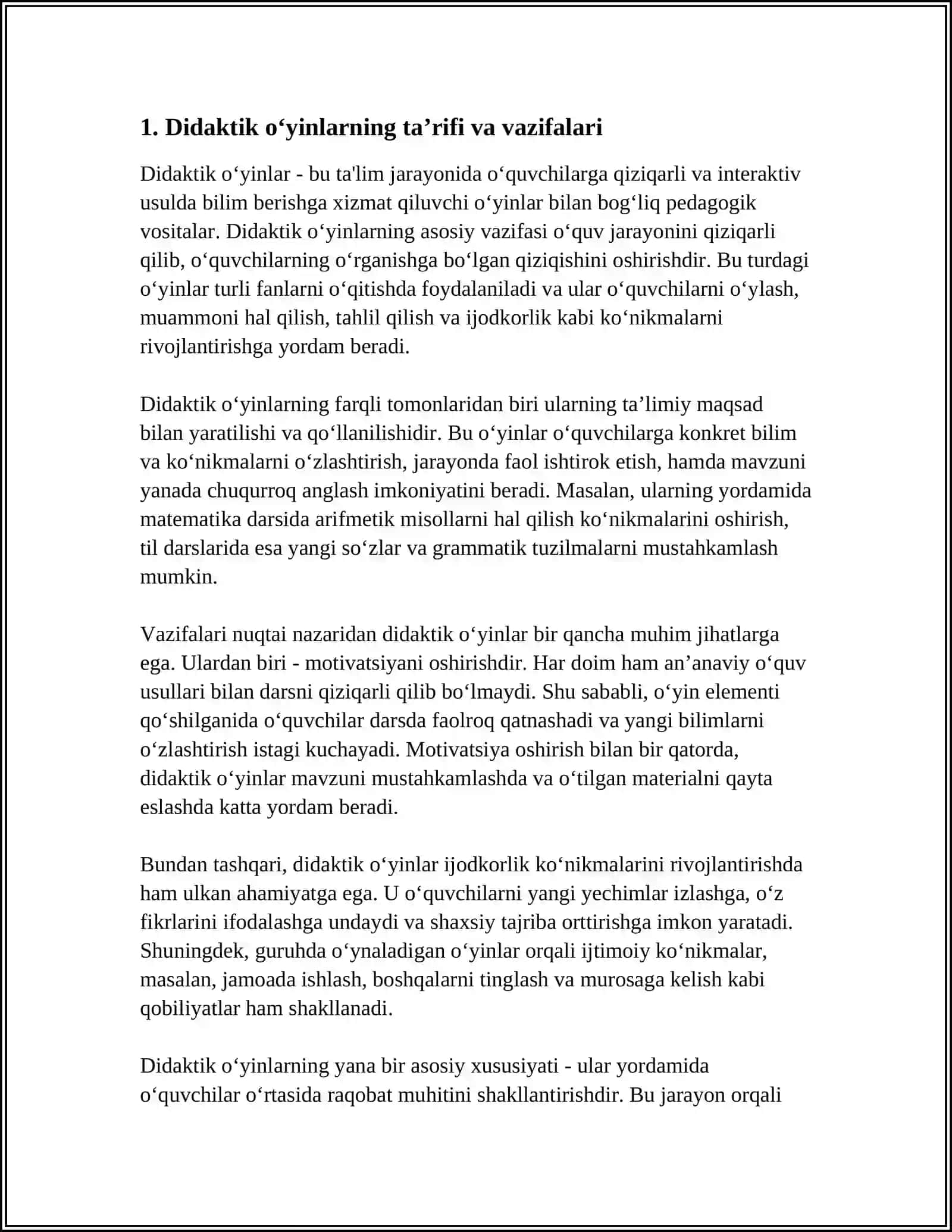 Didaktik o‘yinlarning ta’rifi va vazifalari 4
