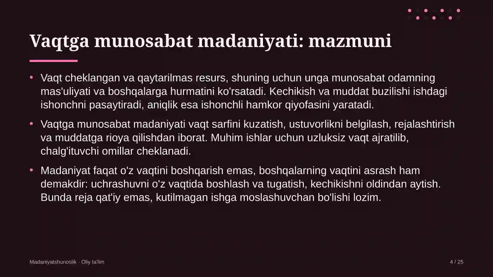 Savdoda vaqtga munosabat madaniyati 4