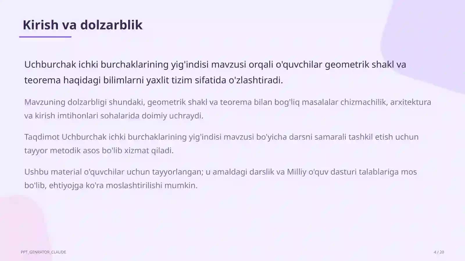 Uchburchak ichki burchaklarining yig'indisi (7-sinf) 4