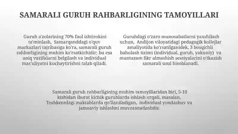 Guruh Rahbari Faoliyatida Shaxs va Jamoani Oʻrganish va Tarbiyaviy Ishlarni Tashkillashtirish 4