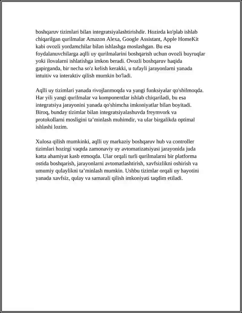 Aqlli Uy Avtomatizatsiyasi Uchun Ornatingan Tizimlar 4