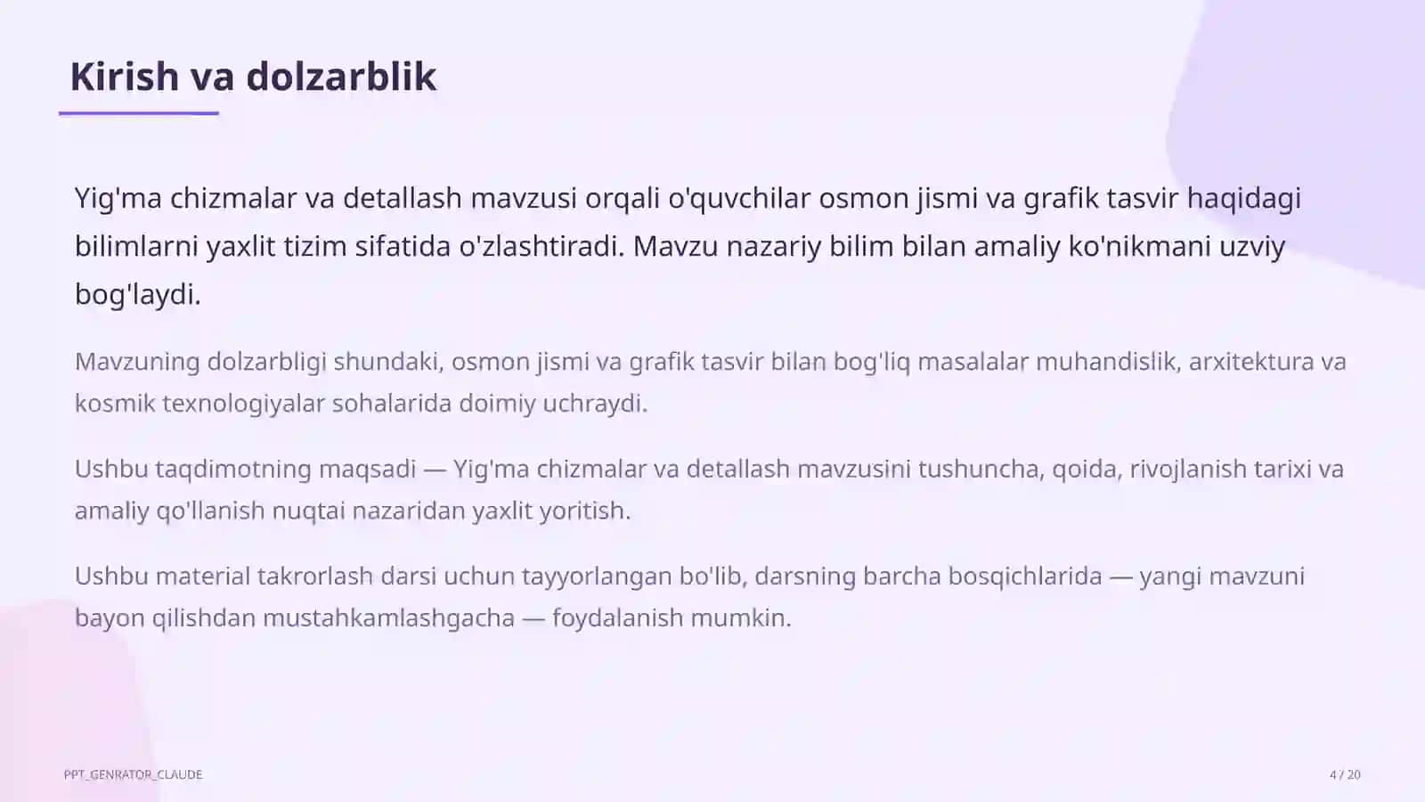 Yig'ma chizmalar va detallash (9-sinf) 4
