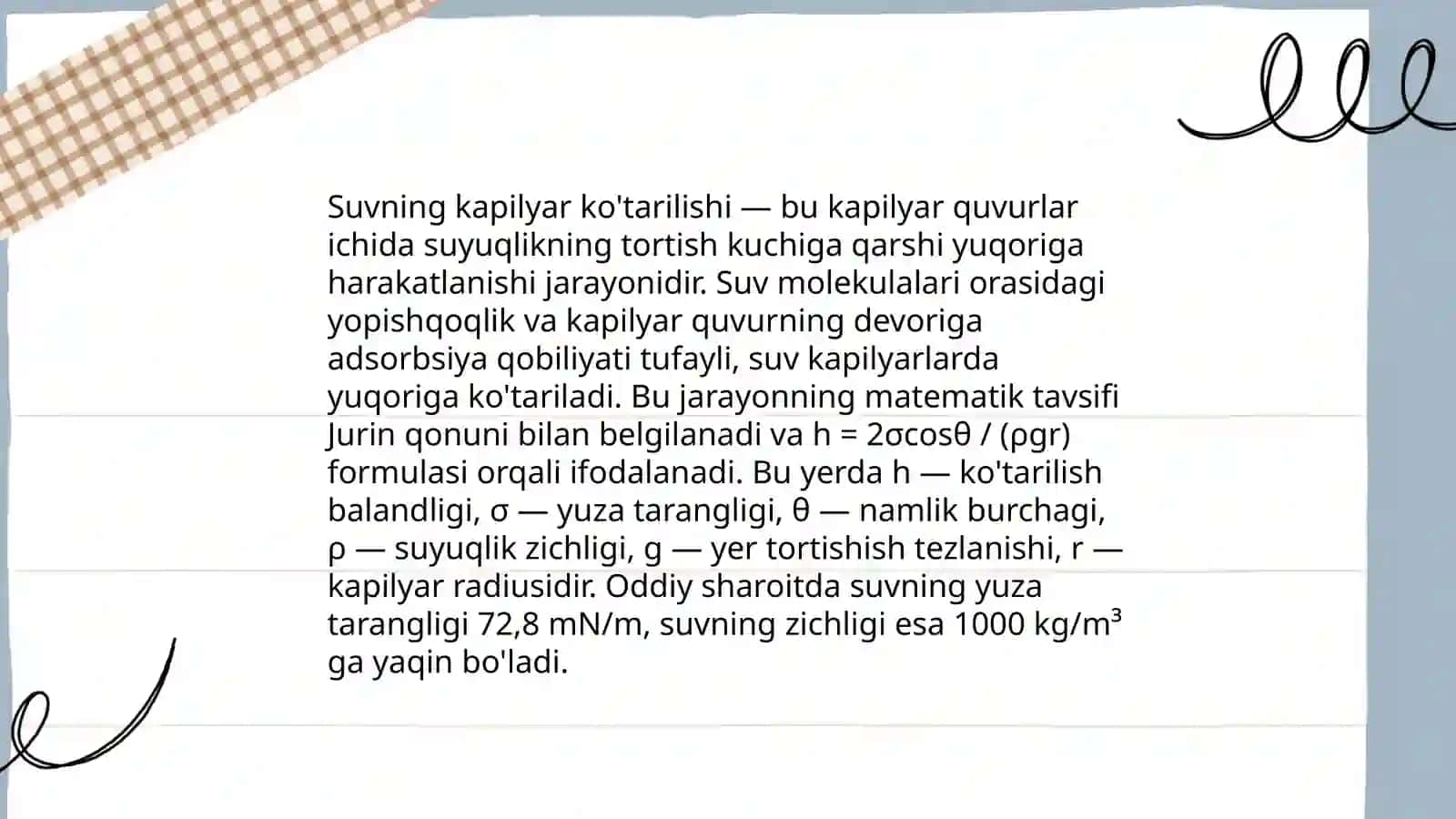 Kapilyar hodisalarning asoslari 4