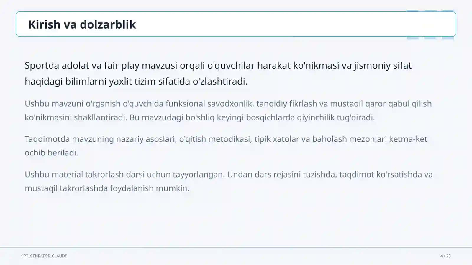 Sportda adolat va fair play (10-sinf) 4