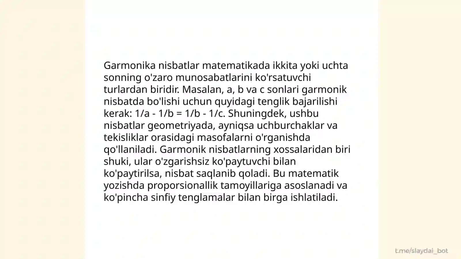 Nuqtalarning gormonik tòrtligi.Tòliq tòrt uchlikning gormonik xossalari 4