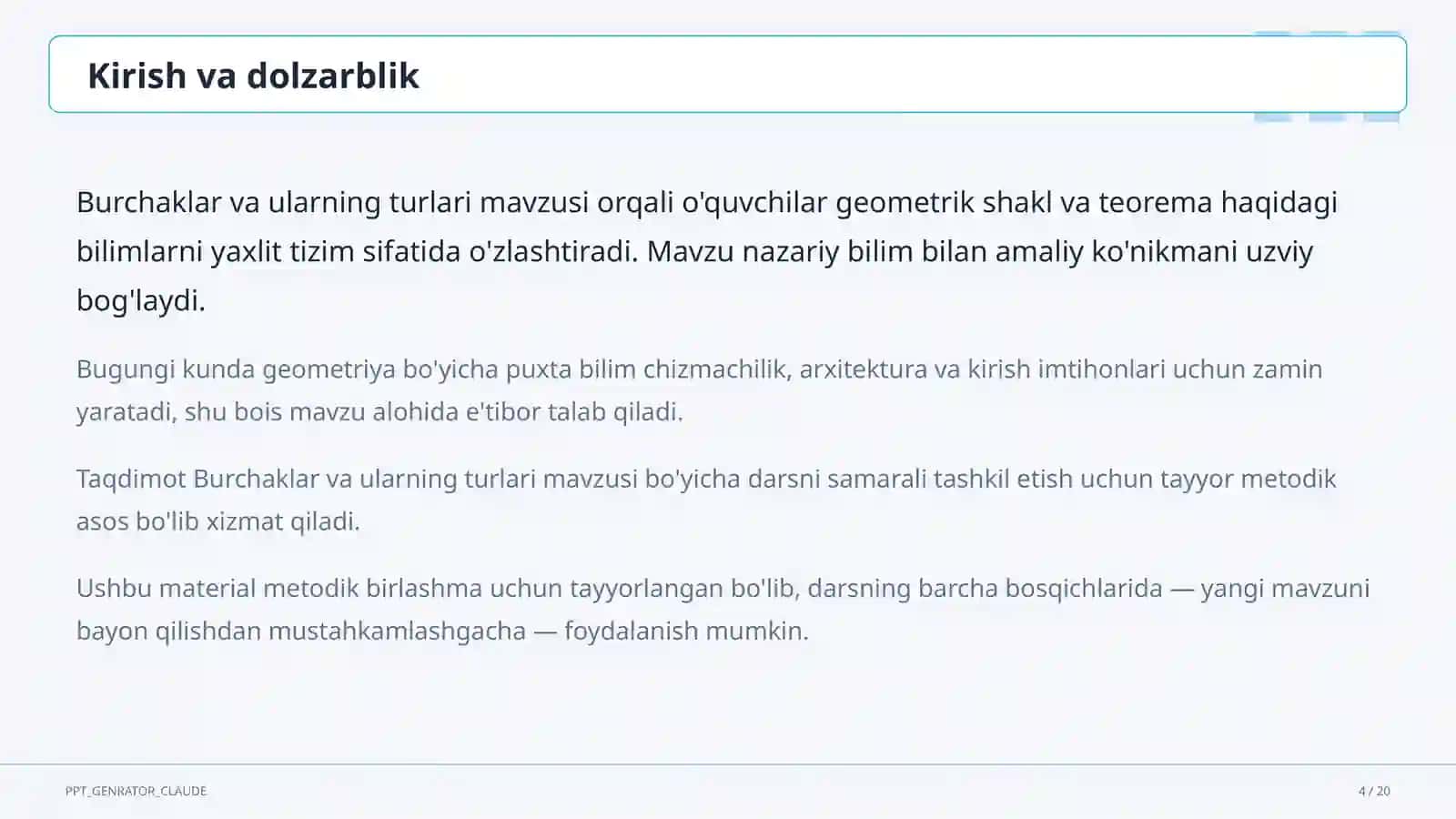 Geometriya (7–11) — metodik birlashma uchun 4