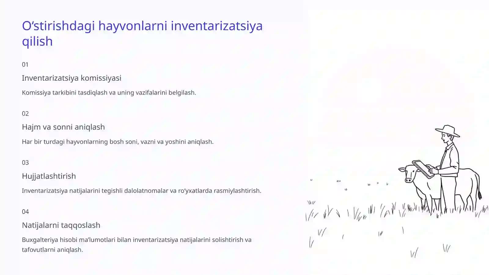 O‘stirishdagi va boquvdagi hayvоnlarni hisоbga оlishni tеkshirish 4