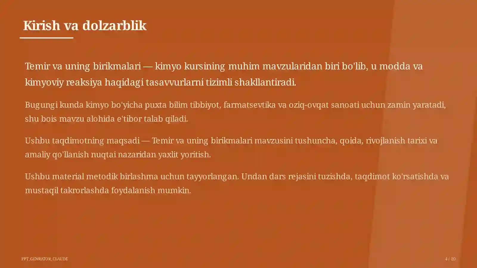 Kimyo (7–11) — metodik birlashma uchun 4
