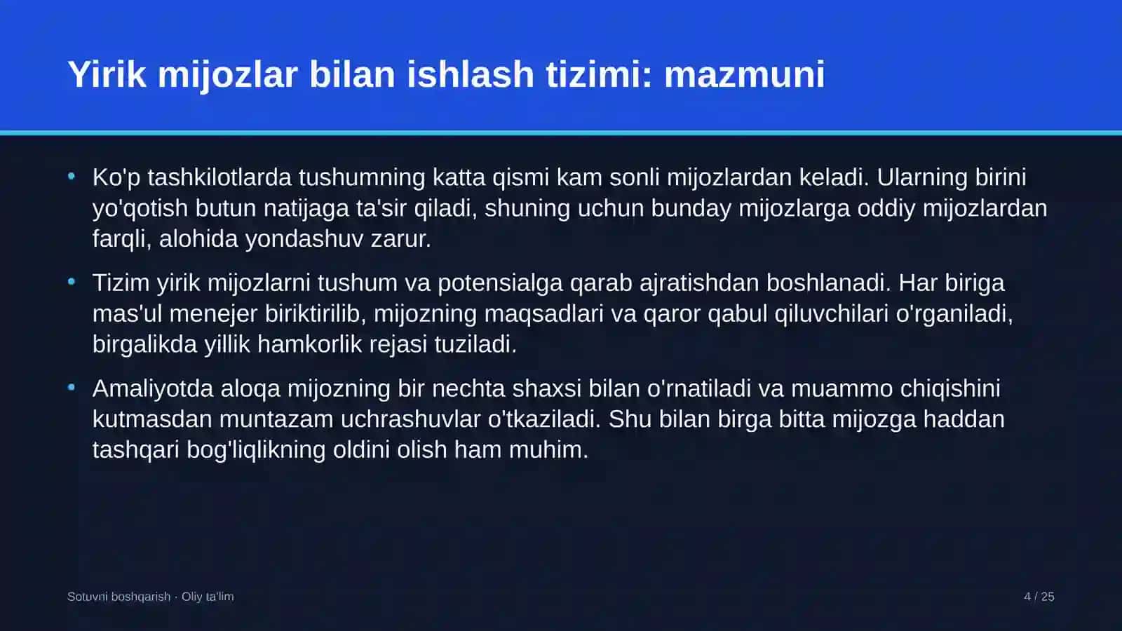 ta'lim texnologiyalari startaplarida yirik mijozlar bilan ishlash tizimi 4307 4