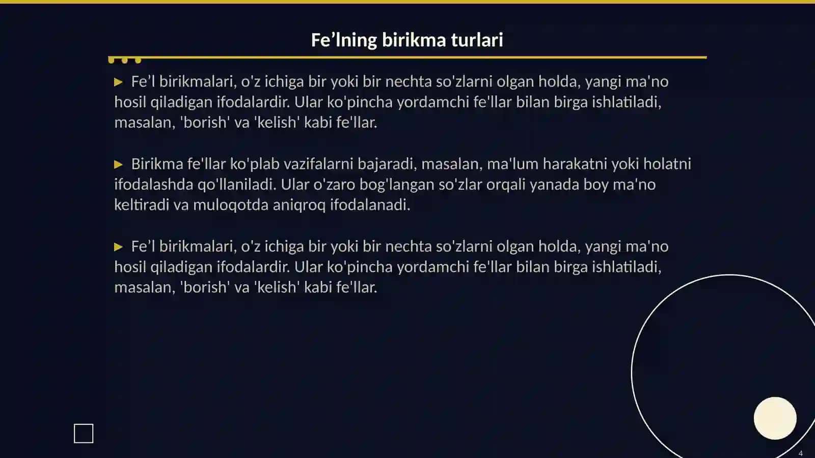 Feʼlning tuzilish jihatdan turlari 4