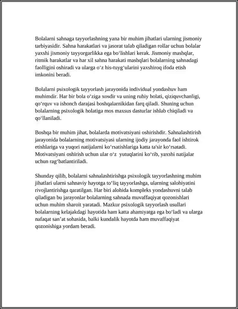 BOLALARNI SAHNALASHTIRISH FAOLIYATIGA TAYYORLASH USULLARI 4