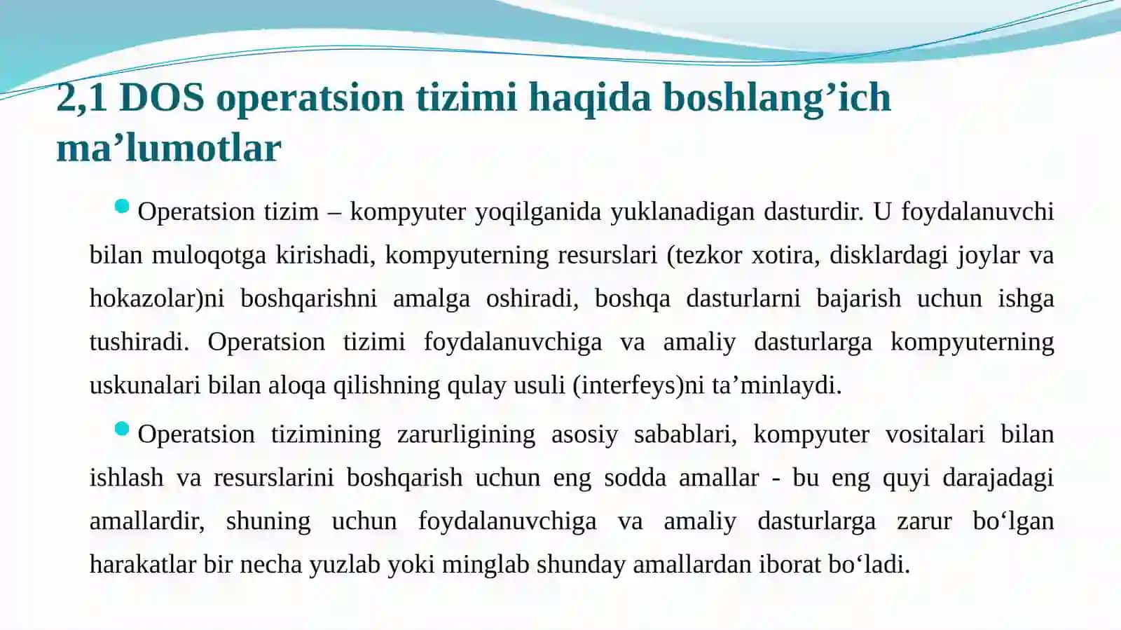 MS DOS va uning tashkil etuvchilari 4