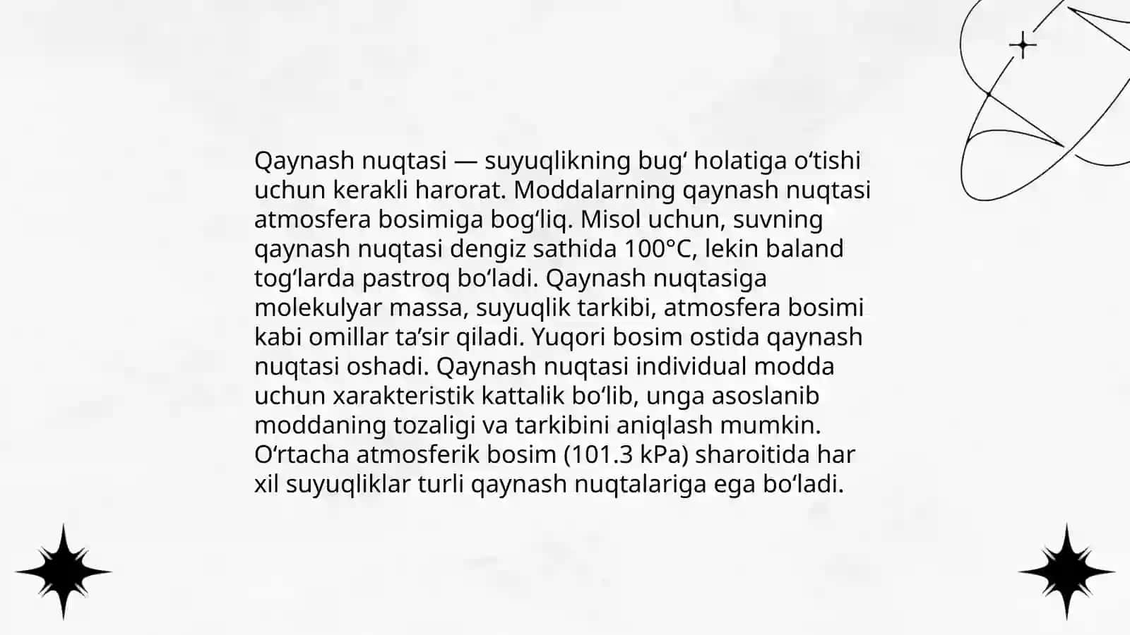 Suyuqliklarning bugʻlanish va qaynash. Osmotik bosim 4
