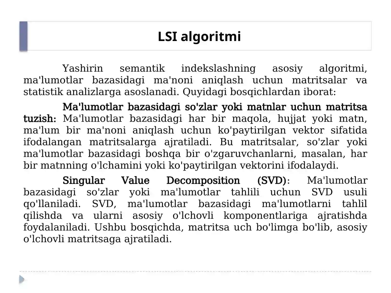 Yashirin semantik indekslash (LSI) 4