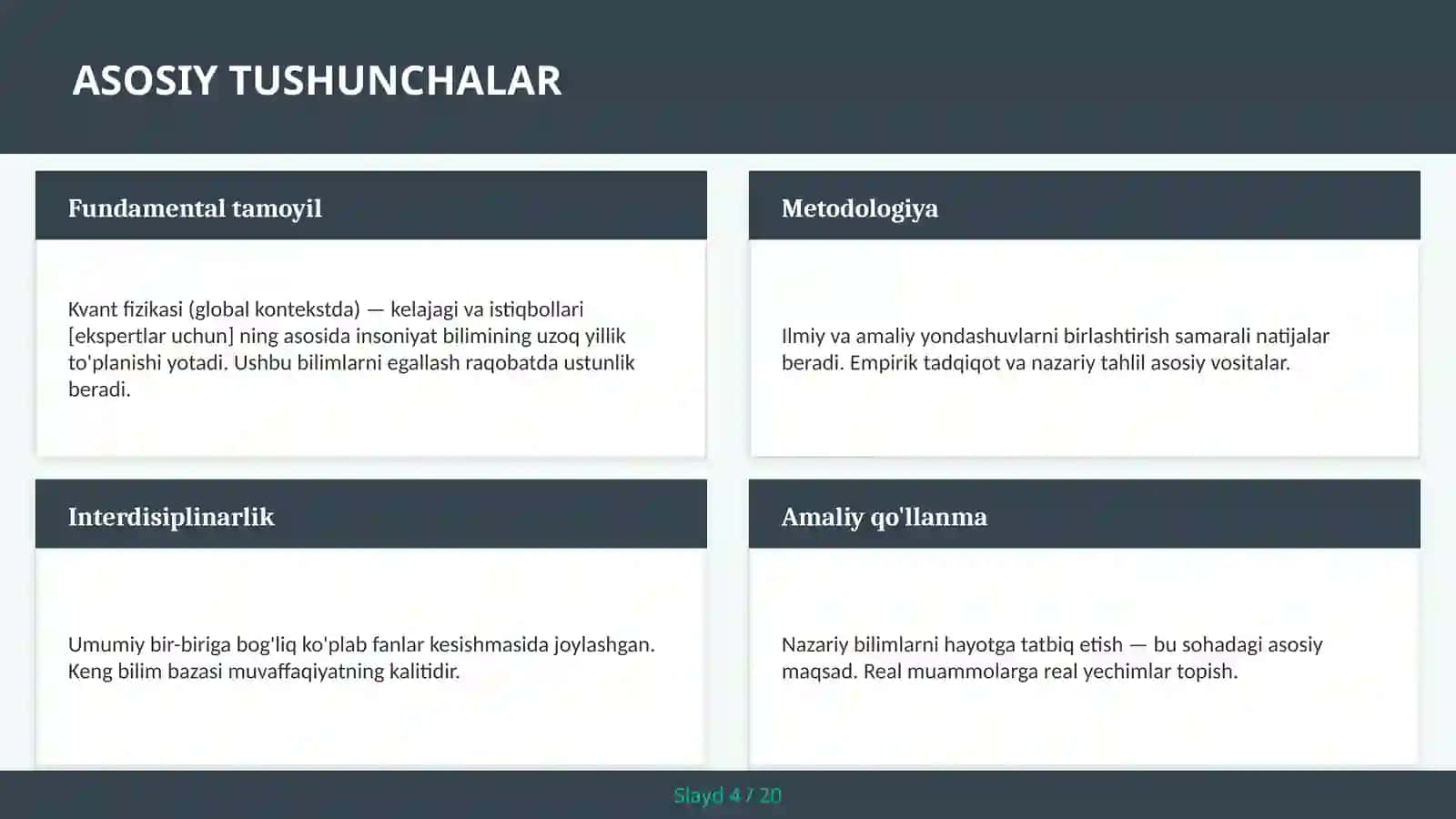 Kvant fizikasi (global kontekstda) — kelajagi va istiqbollari [ekspertlar uchun] 4