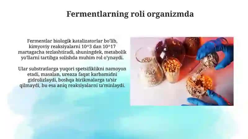 Orgonaspetsefik fermentlar,ularni roli.Enzimapotologiya.Enzimadioginostika 4