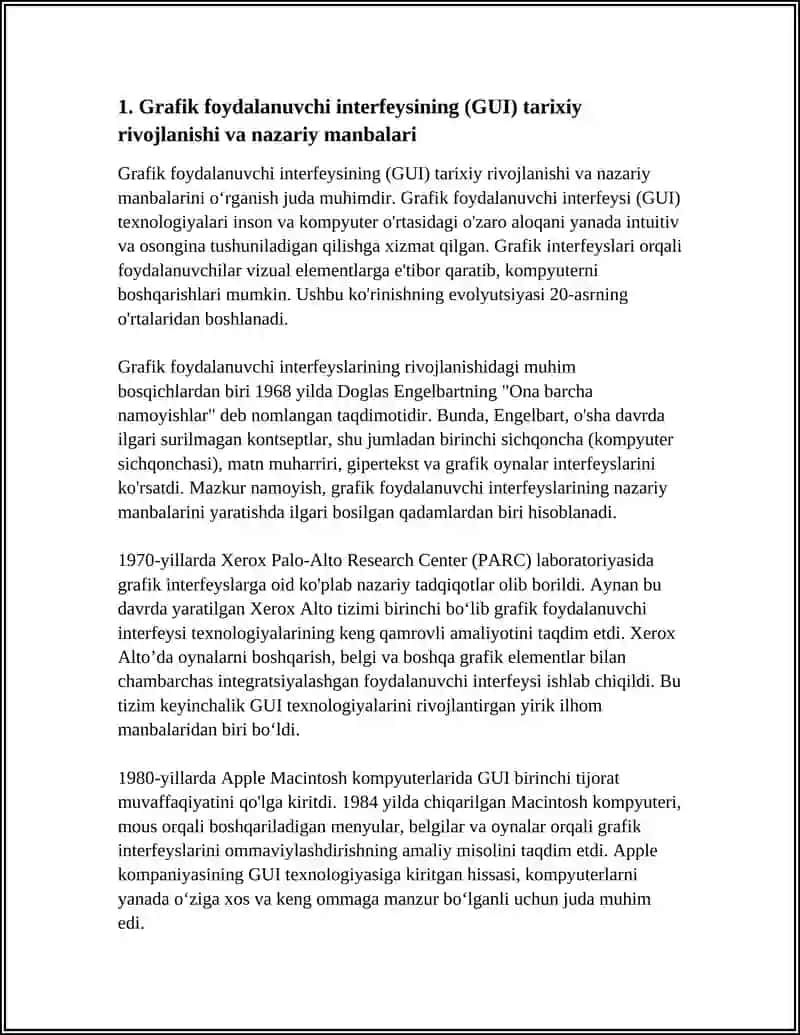 GRAFIK FOYDALANUVCHI INTERFEYSI TEXNOLOGIYALARINING NAZARIY ASOSLARI VA RIVOJLANISH TENDENSIYALARI 4