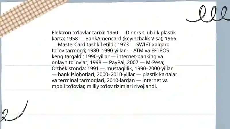 Elektron toʻlovlar tizimi va uning rivojlanishi 4