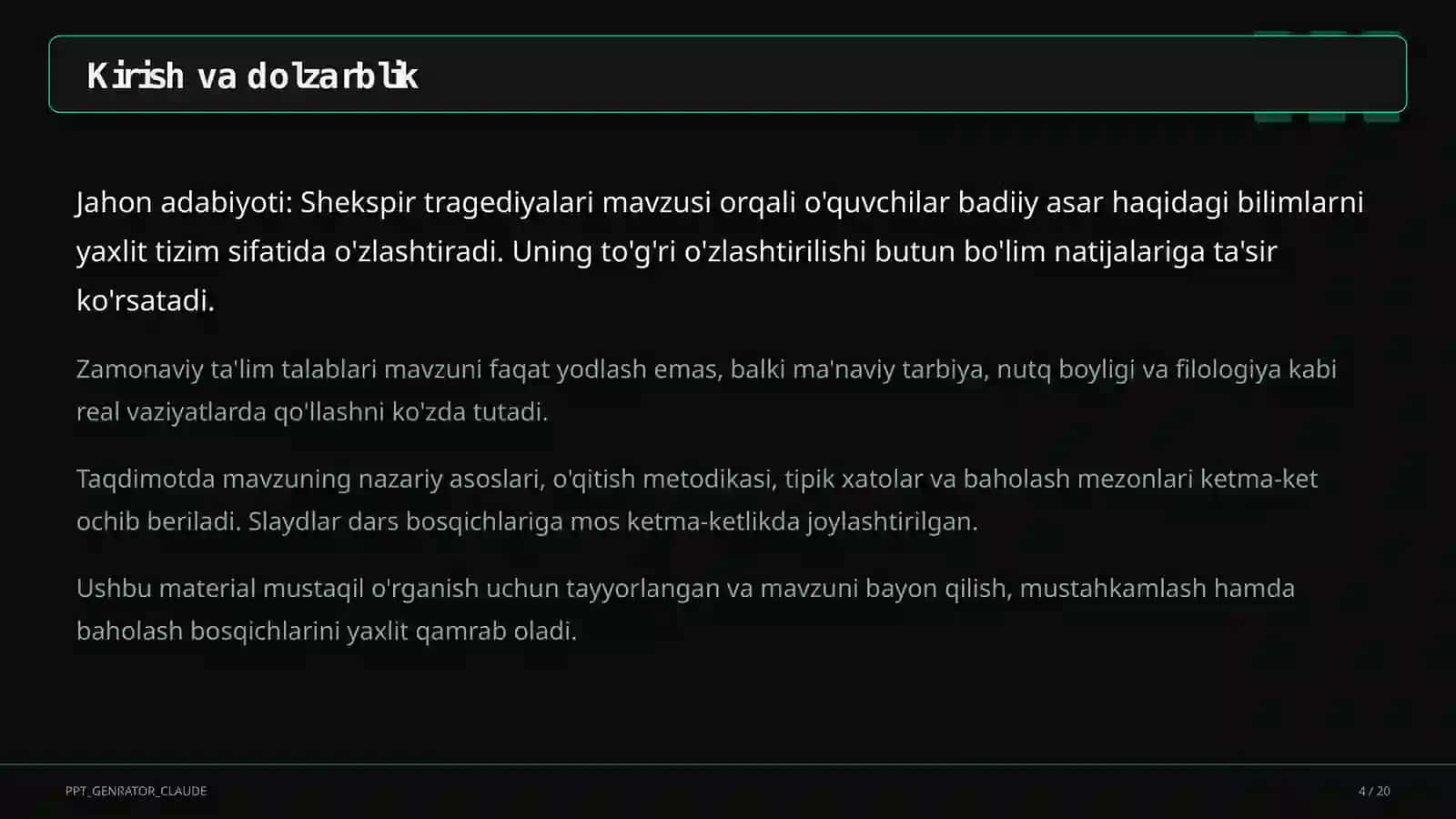 Shekspir tragediyalari (10-sinf) 4