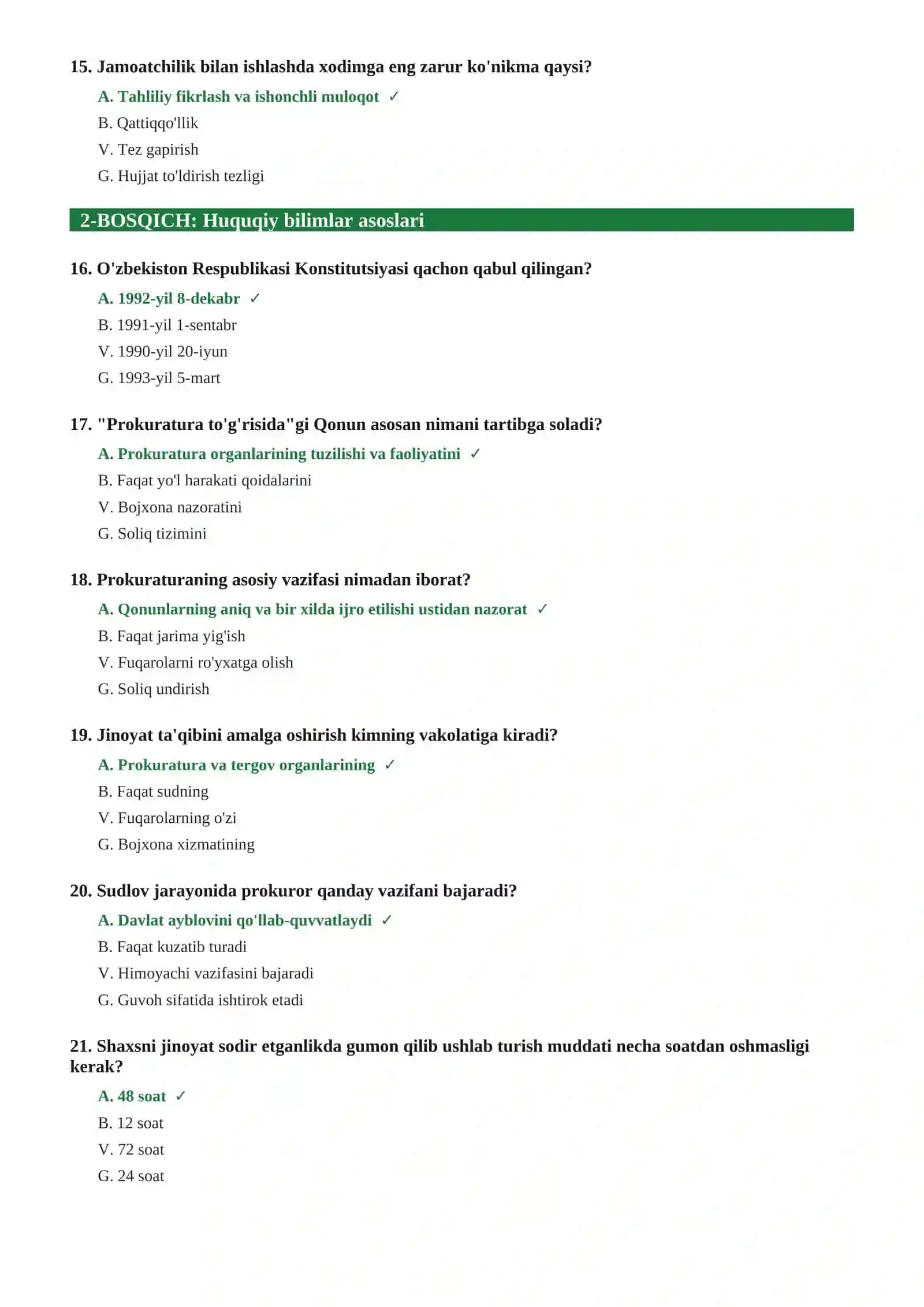Prokuratura test savollari 2026 4