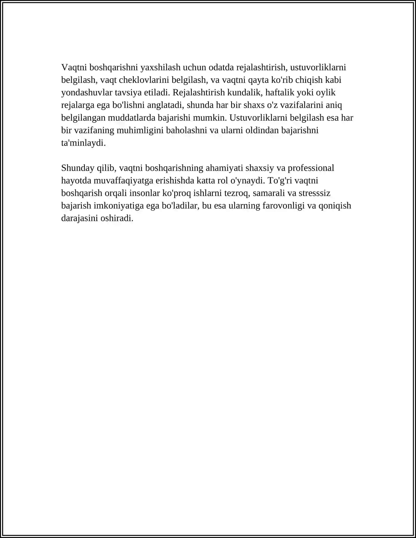 VAQTNI BOSHQARISH KOʻNIKMASI VA RIVOJLANTIRISH YOʻLLARI 4