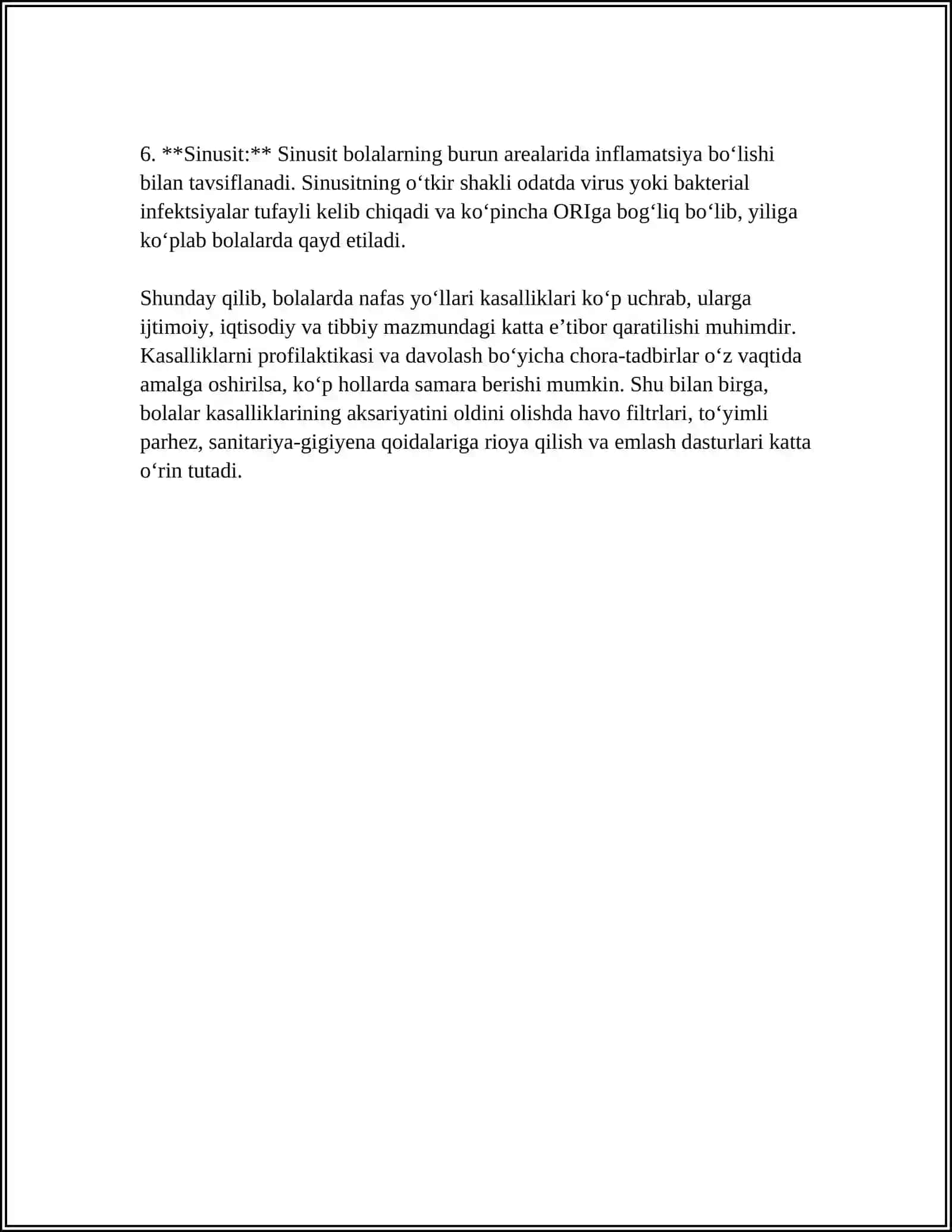 ALFRAGANUS UNIVERSITETI TIBBIYOT FAKULTETI BOLALAR KASALLIKLARI KAFEDIRASI 311 GRUH MUSTAQIL ISH 4