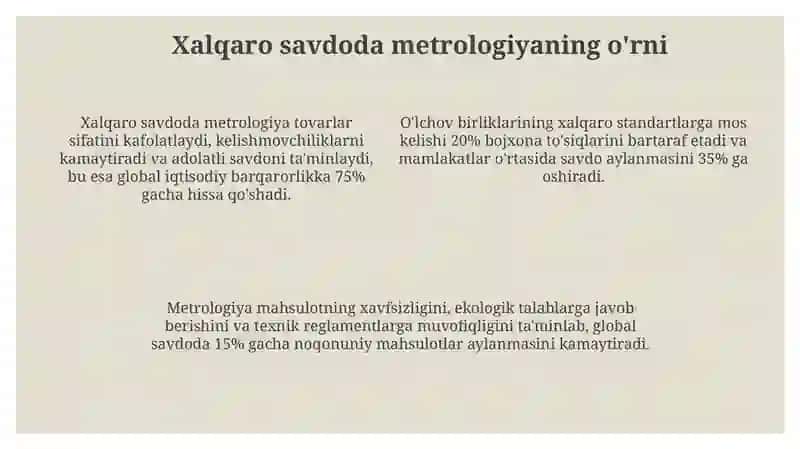 Metrologiya fanining xalqaro aloqalarida metrologiyaning roli 4