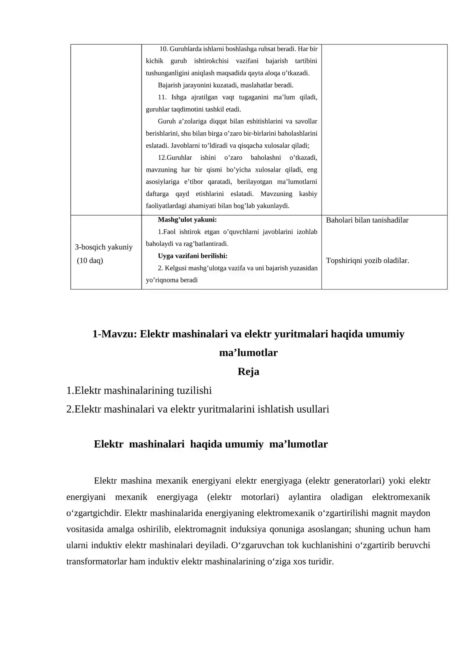 Elektr mashinalari va elektr yuritmalari fanidan O’QITISH MATERIALLARI 4