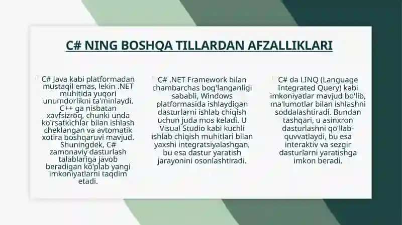 C# Dasturlashtiliasoslari 4