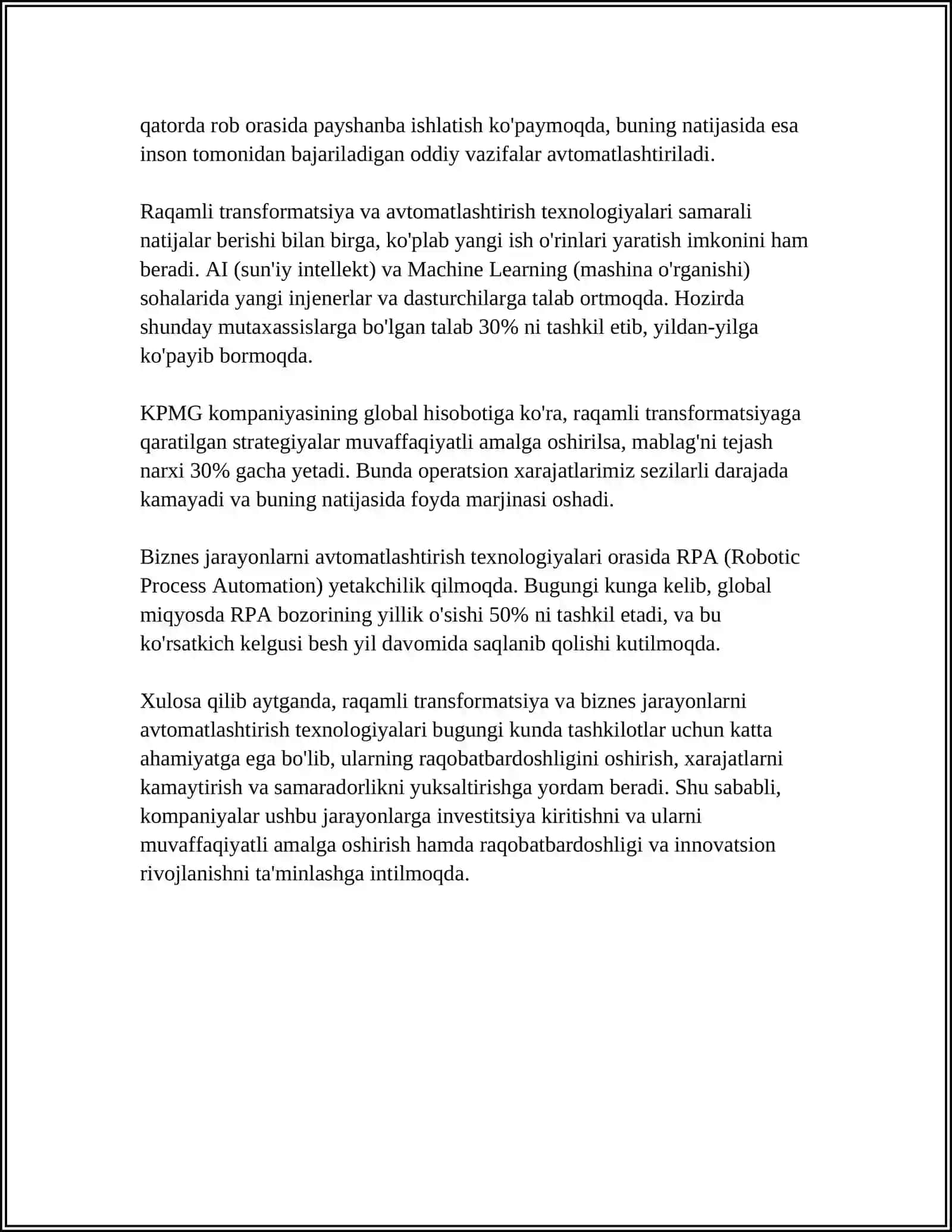 Raqamli transformatsiya va biznes jarayonlarni avtomatlashtirish 4