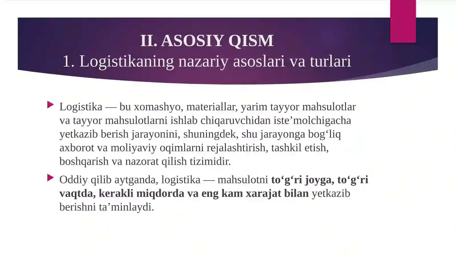 Logistika Turlarini Tahlil Qilish Narxlari va Xarajatlarni Optimallashtirish 4