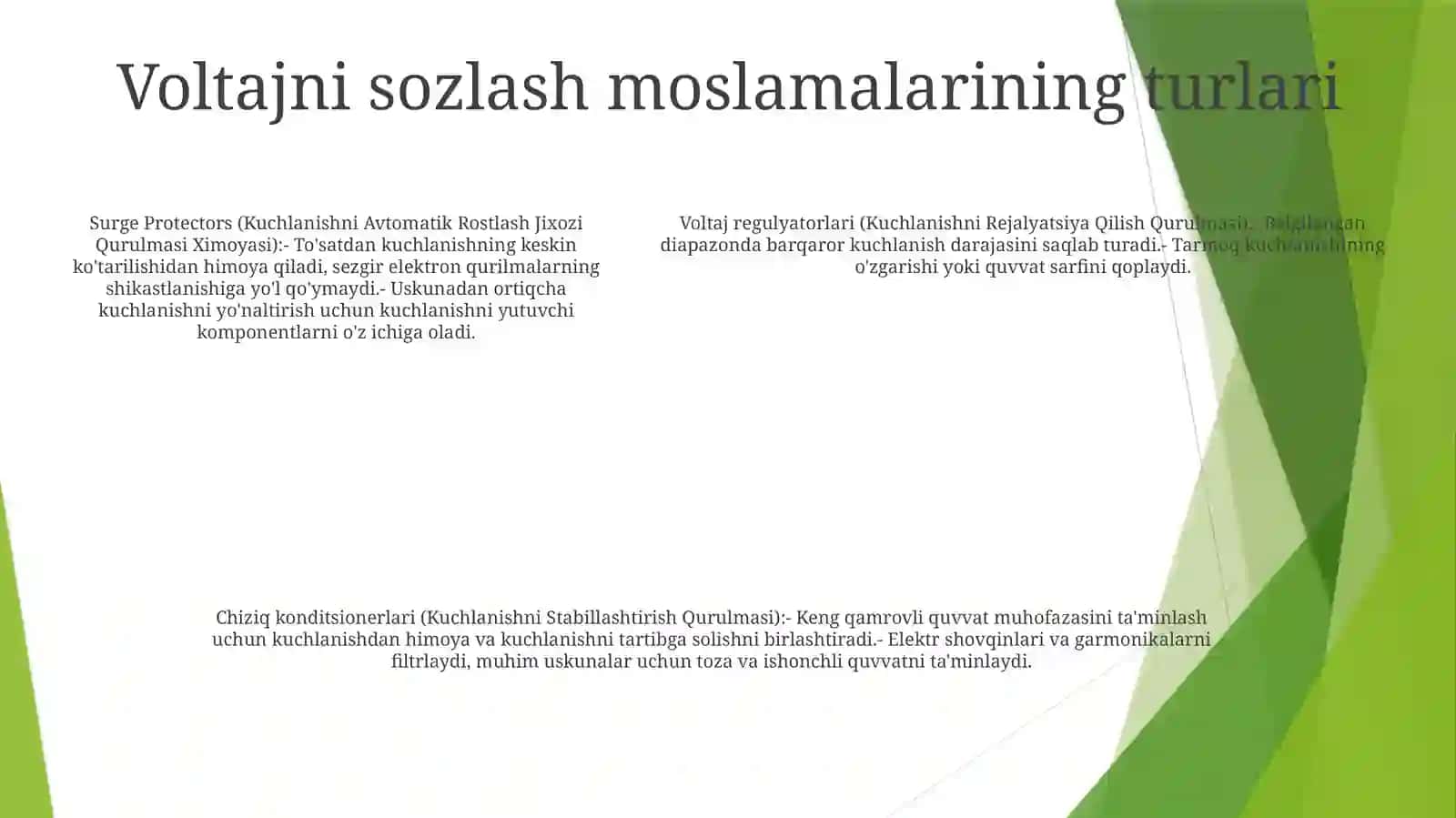 Kuchlanishni Avtomatik Rostlash Jixozi Qurulmasi Ximoyasi 4