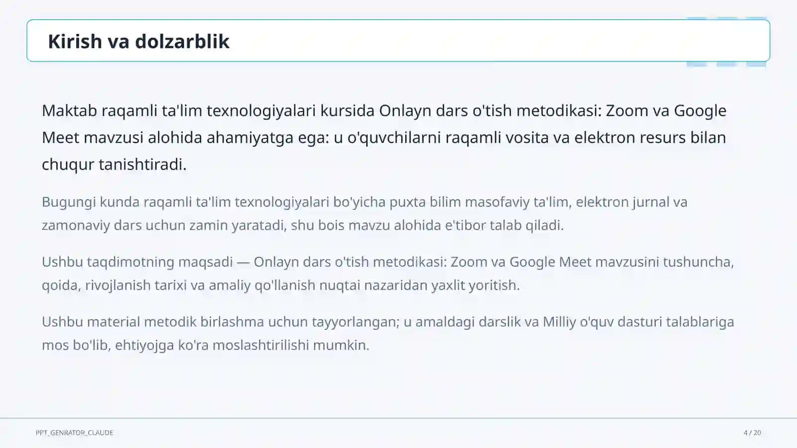 Onlayn dars o'tish metodikasi: Zoom va Google Meet 4