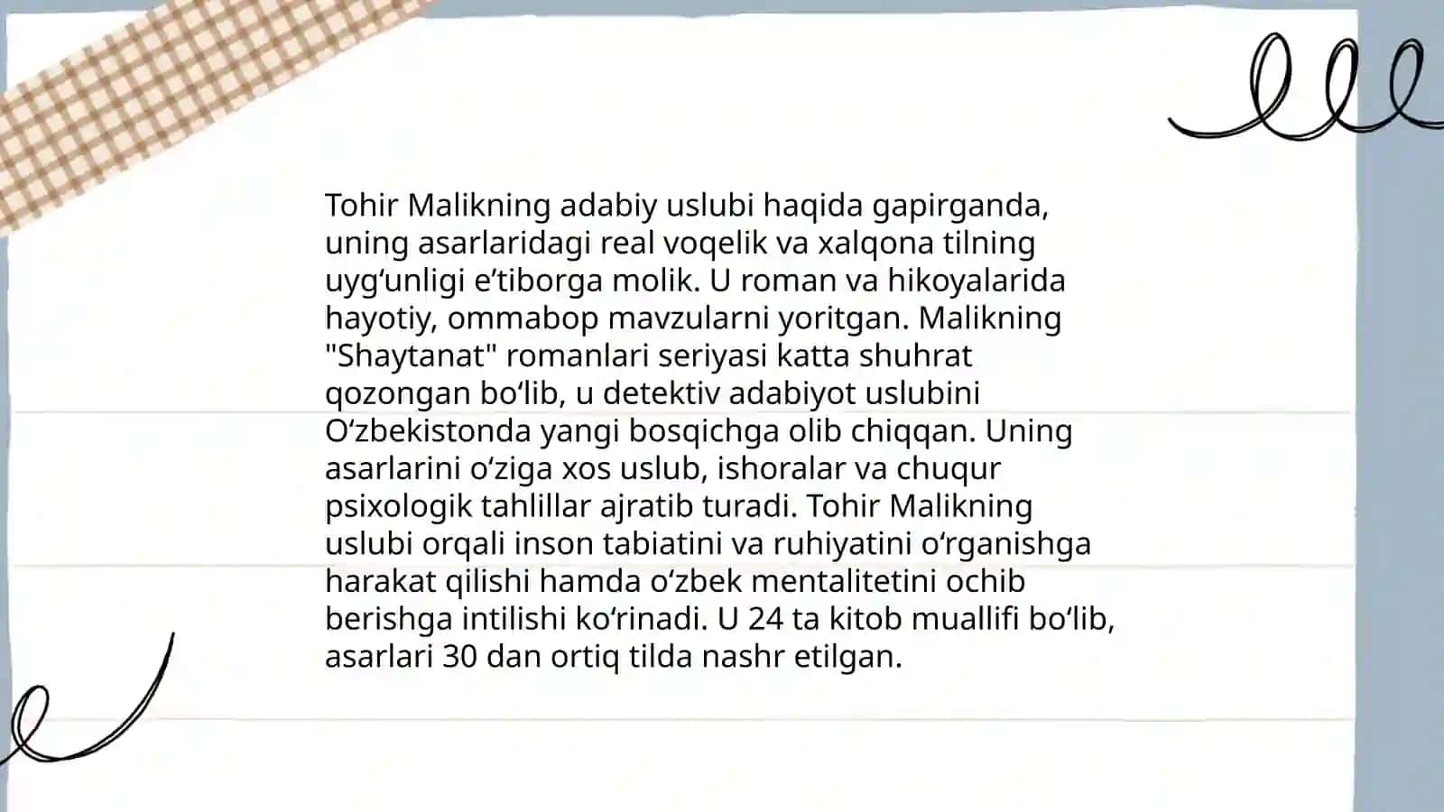 Tohir Malik hayoti va ijodi "Alvido bolalik" asari haqida 4