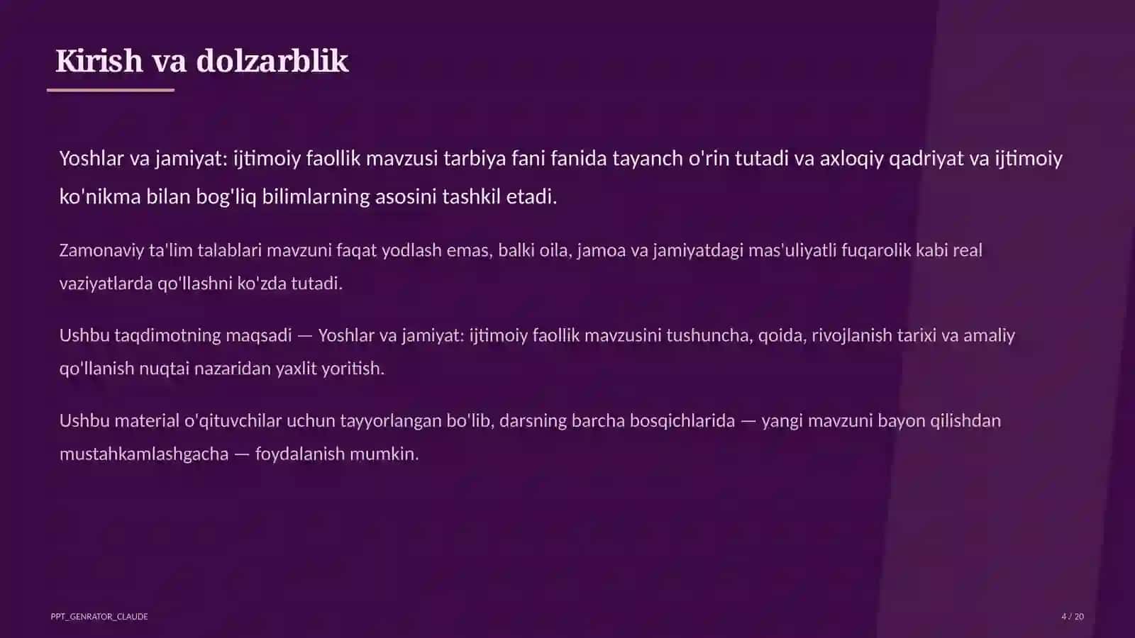 Tarbiya fani (1–11) — o'qituvchilar uchun 4