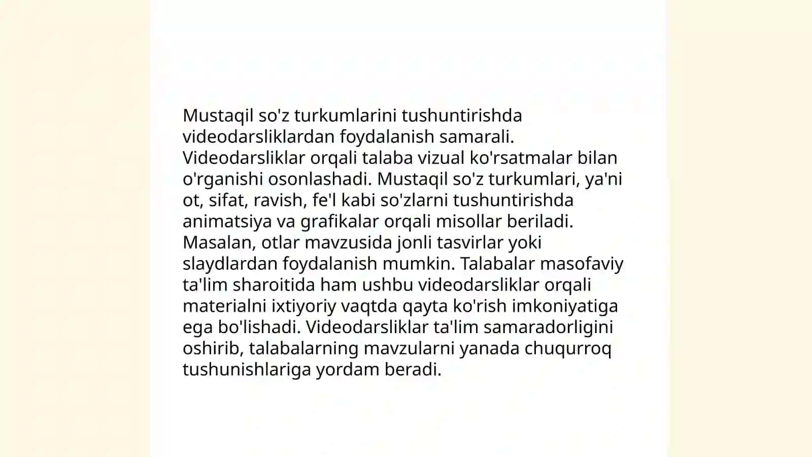 MUSTAQIL SO'Z TURKUMLARI FANI YUZASIDAN ZAMONAVIY TEXNOLOGIYALARDAN FOYDALANGAN HOLDA TOPSHIRIQLAR TAYYORLASH 4