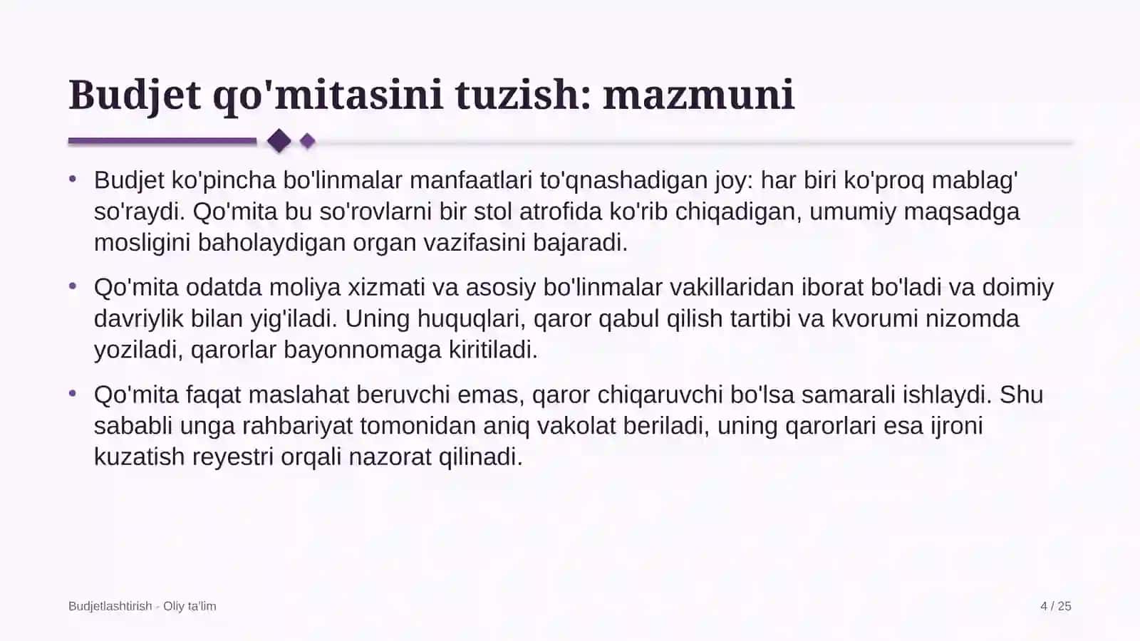Madaniyat markazlarida budjet qo'mitasini tuzish 4