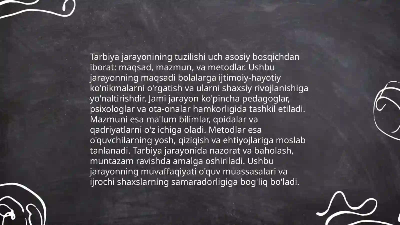 TARBIYA JARAYONINING TIZIMI VA TUZILISHI HAMDA UNING QONUNIYATLARI. TARBIYA METODLARI 4